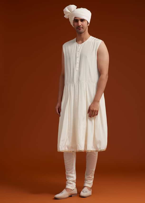 Ivory Sherwani Set With Zardosi And Butti Work