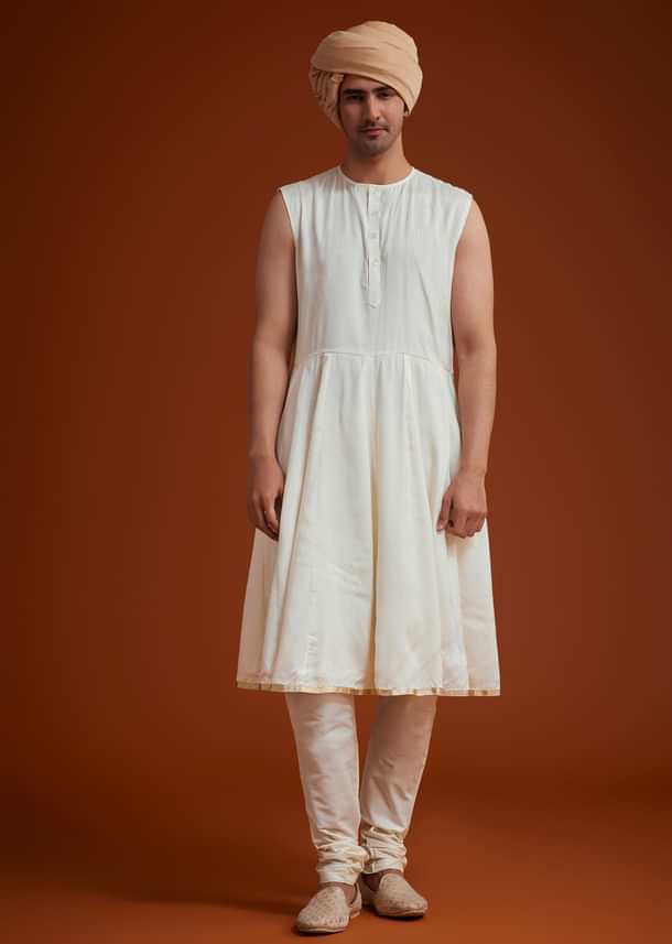 Faun Sherwani Set With Dori And Thread Embroidery