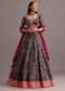 Blue Printed Lehenga Choli With Banarasi Weave Bordered Dupatta