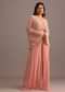Peach Sequins Cape And Crop Top Palazzo Set