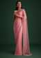 Pink Net Embroidered Saree With Cudtana And Sequin Work