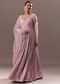Lavender Embroidered Anarkali Suit With Organza Dupatta