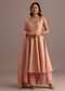 Pink Brocade Weave Kurti Palazzo Suit With Dupatta