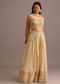 Off White Embroidered Croptop With Banarasi Weave Palazzo And Choker Dupatta