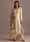 Beige Embroidered Kurti Pant Set With Kalamkari Printed Chanderi Dupatta