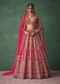 Raw Silk Red Bridal Lehenga With Scallop Dupatta