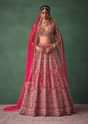 Raw Silk Red Bridal Lehenga With Scallop Dupatta