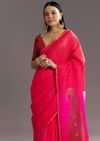Rani Pink Kora Silk Handloom Saree With Woven Motif