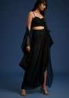 Black Chiffon Asymmetrical Skirt And Jacket Set