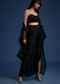 Black Chiffon Asymmetrical Skirt And Jacket Set