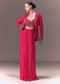 Hot Pink Hand Embellished Blouse With Jacket And Draped Skirt