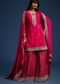 Dark Pink Sequin Embellished Kurta Palazzo Set In Chinon