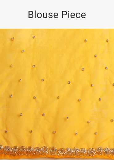 Yellow Organza Saree With Cutdana Embroidery