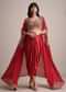 Maroon Embroidered Croptop And Pleated Skirt With Organza Jacket