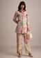 Beige Floral Printed Tissue Shirt Pant Set