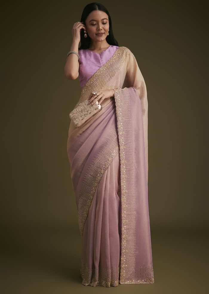lavender Ombre Jacquard Saree