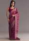 Wine Dola Silk Saree With Zari Jaal And Border Work