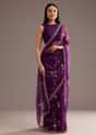 Purple Organza Tissue Saree With Sequins And Cutdana Jaal