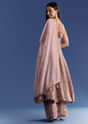 Pink Ombre Georgette Anarkali With Cutdana Neck And Zari Dupatta