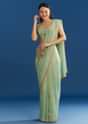 Beige Organza Tissue Saree With Subtle Embroidery