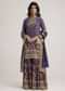 Purple Crepe Silk Sharara Set With Mirror And Sequins Work