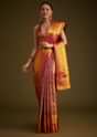 Red Kanjivaram Silk Saree With Golden Zari Border