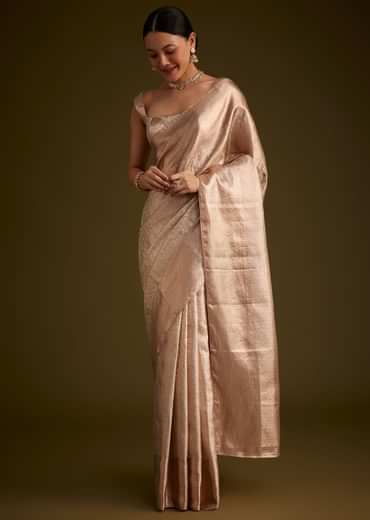 Powder Peach Kanjivaram Silk Saree