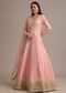 Pink Banarasi Tissue Anarkali Set With Zardosi And Cut Dana Work