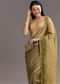 Mehendi Green Crushed Tissue Butti Work Saree With Embroidered Border