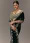 Green Velvet Saree With Brocade Embroidered Blouse