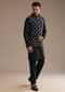 Black Silk Kurta Jacket Set With Embroidered Jacket