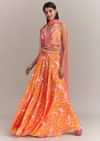 Coral Pink Crepe Abstract Printed Embroidered Palazzo Set