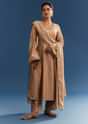 Brown Chanderi Kurta Set With Organza Dupatta And Lurex Detailing