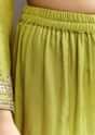 Green Beads And Sequins Work Kurta Set With Organza Dupatta