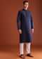 Blue Benaras Printed Jacquard Kurta Set