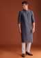 Grey Benaras Jacquard Kurta Set With Butti Print