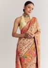 Cream Saree With Traditional Woven Elements