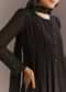 Black Chinon Beaded Sequin Anarkali Pant With Dupatta