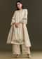 Off White Russian Silk Kurta Dupatta Set With Applique Zari Work
