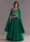 Green Russian Silk Front Slit Kurta Dupatta Set With Beaded Embroidery