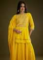 Yellow Georgette Gotta Lace Kurta Set With Cut Dana and Sequins Embellishments