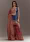 Blue Printed Kurta Palazzo Set With Gotta Lace And Sequins Work