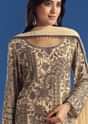 Cream Beaded Kurta Dupatta Set With Georgette Pant