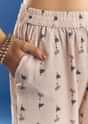 Light Beige Block Print Cotton Kurta Set With Mirror Work