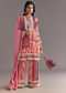 Pink Tabby Silk Floral Print Kurta Palazzo Set With Potli Bag