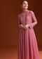 Pink Chinon Anarkali Suit With Moti And Stone Work