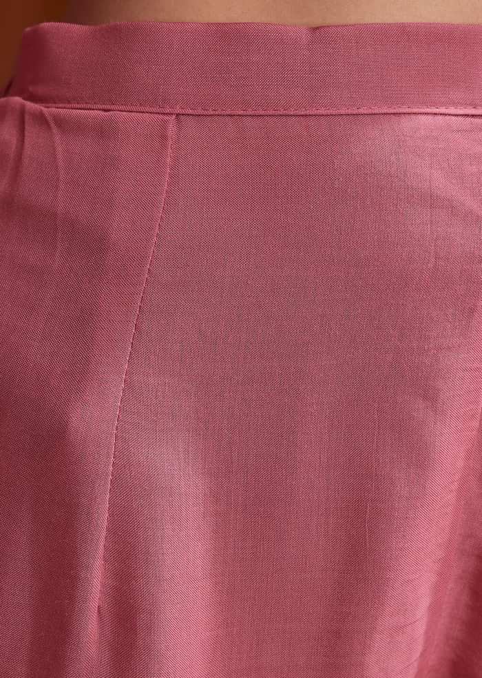 Pink Chinon Anarkali Suit With Moti And Stone Work