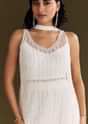 White Crepe Kurta Set With Net Choker Style Dupatta