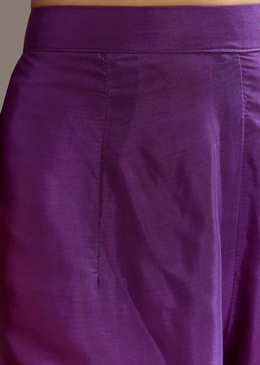 Purple Dola Silk Kurta Set With Bandhani Satin Dupatta