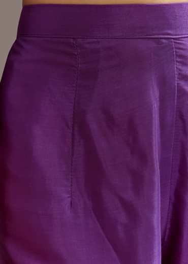 Purple Dola Silk Kurta Set With Bandhani Satin Dupatta Purple Dola Silk Kurta Set With Bandhani Satin Dupatta